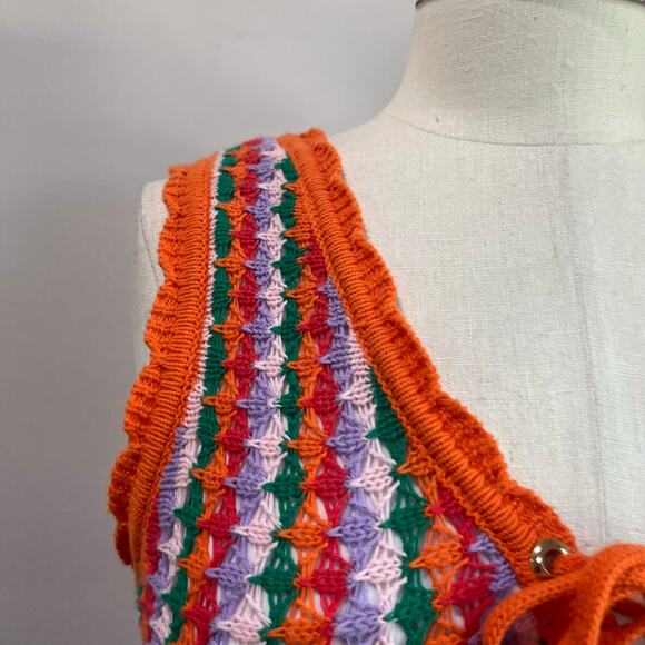 4SI3NNA Crochet Knit Bodycon Midi Dress Multicolor Boho Large - Picture 7 of 11